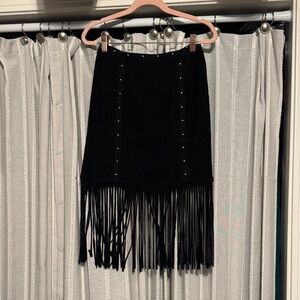 Idyllwind Black Mini Skirt with Fringe